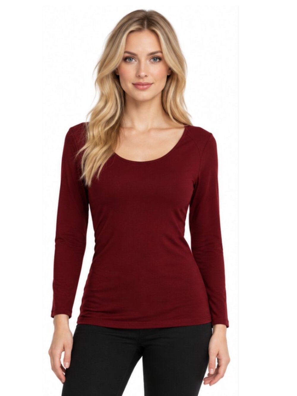 Jacob Connexion Women’s Red Mock Neck Knit Sweater Petite Fitted Long Sleeve